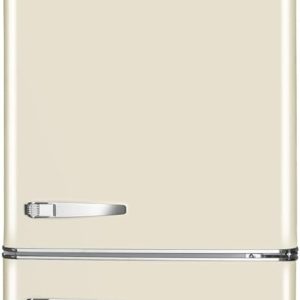 Amica KGCR 387 100 B Retro K??hl-/Gefrierkombination / Coffee Cream (Beige) / 181cm (H) x 55cm (B) x 62cm (T) / Retro-Design / K??hlschrank mit Gefrierfach