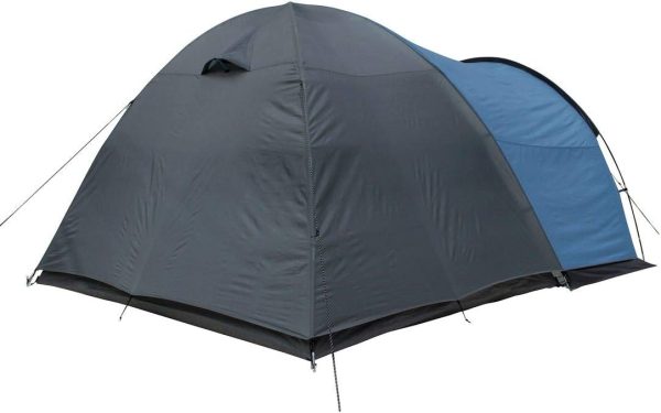 Zelt Tivano - Kuppelzelt f??r 3 oder 5 Personen. Campingzelt mit Wohnraum und Fenstern. UV 50+ Sonnenschutz. dunkle Schlafkabine. Blau Grau. 5 Mann Version mit Stehh?he und Seiteneingang – Bild 4