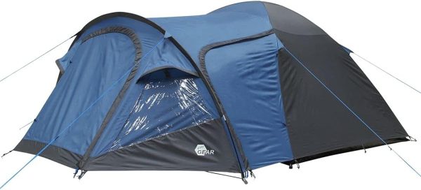 yourGEAR Zelt Posada 4 Personen Kuppelzelt mit Fenster. Trekkingzelt mit 2.8 m2 Vorbau. mit Bel??ftung. Insektenschutz. wasserdicht mit 3000 mm. blau/grau – Bild 5