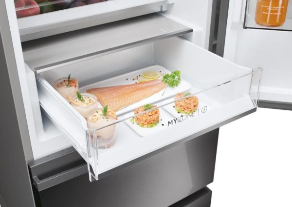 Haier 3D 60 SERIE 5 HTW5620CNMP K??hl-Gefrierkombination/Total No Frost/Smart hON-App/HumidityZone/XXL Nutzinhalt/Leise nur 35 db(A) / Dark Inox – Bild 6