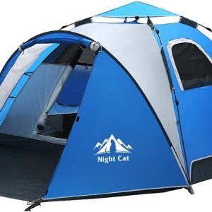 Night Cat Pop Up Zelt 3 4 Personen??Wasserdicht Wurfzelt Atmungsaktiv Einfache Einstellung f??r Camping Wandern