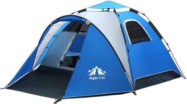 Night Cat Pop Up Zelt 3 4 Personen??Wasserdicht Wurfzelt Atmungsaktiv Einfache Einstellung f??r Camping Wandern