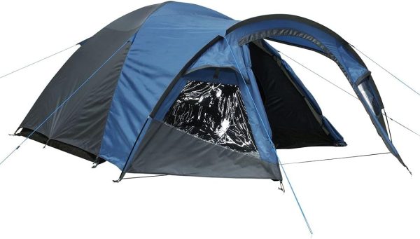 yourGEAR Zelt Posada 4 Personen Kuppelzelt mit Fenster. Trekkingzelt mit 2.8 m2 Vorbau. mit Bel??ftung. Insektenschutz. wasserdicht mit 3000 mm. blau/grau – Bild 3