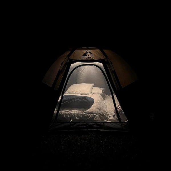 HEWOLF Camping Zelt 3-4 Personen Kuppelzelt Wasserdicht UV-Schutz Pop Up Zelt Doppelschicht Wurfzelt Sechseckiges Sekundenzelt Gro?es Familienzelt mit Regenfliege Tragetasche Braun – Bild 9