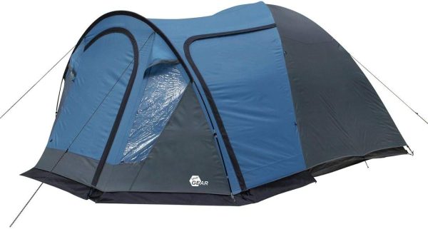 Zelt Tivano - Kuppelzelt f??r 3 oder 5 Personen. Campingzelt mit Wohnraum und Fenstern. UV 50+ Sonnenschutz. dunkle Schlafkabine. Blau Grau. 5 Mann Version mit Stehh?he und Seiteneingang – Bild 3