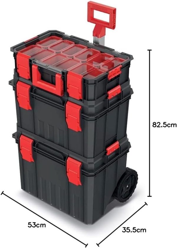 Kreher XL Werkzeugtrolley. Werkstattkoffer Set. Werkstattwagen Set 4 in 1! BxTxH: 53 x 35.5 x 82.5 cm! Der Mobile Alleskönner - Privat & Gewerbe – Bild 2