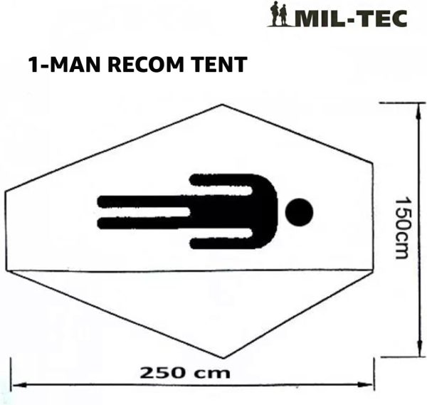 Mil-Tec Einmannzelt Recom (150x250cm) ? Tunnelzelt f??r 1 Person ? Ultraleicht. kompakt. Wind- & sturmsicher ? Zelt f??r Trekking. Camping. Outdoor. Wandern ? 1-Personen-Zelt – Bild 6