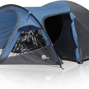 yourGEAR Zelt Posada 4 Personen Kuppelzelt mit Fenster. Trekkingzelt mit 2.8 m2 Vorbau. mit Bel??ftung. Insektenschutz. wasserdicht mit 3000 mm. blau/grau