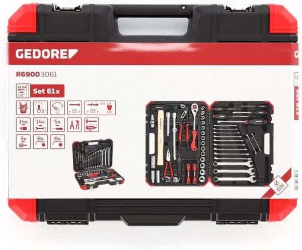 GEDORE red Steckschlüsselsatz. Set 61tlg. 12-kant. 1/2 Zoll. 4-13mm. Werkzeug. Knarre Hammer Zange. für KFZ. R69003061 – Bild 6