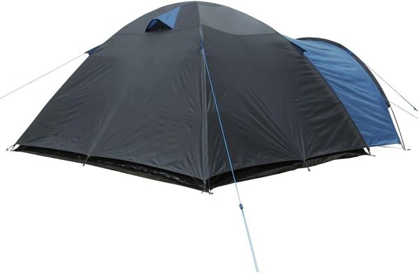 yourGEAR Zelt Posada 4 Personen Kuppelzelt mit Fenster. Trekkingzelt mit 2.8 m2 Vorbau. mit Bel??ftung. Insektenschutz. wasserdicht mit 3000 mm. blau/grau – Bild 4