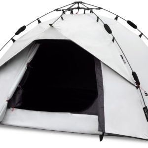 qeedo Quick Ash Dark Series Sekundenzelt innen komplett verdunkelt. wasserdicht. leicht & robust - Campingzelt f??r 2 Personen. Kuppelzelt mit kleinem Vordach. Moskitonetz & Schnellaufbau-System
