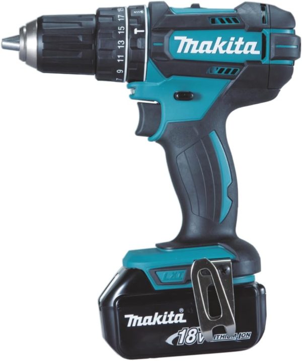 Makita DHP482RFX9 Schlagbohrschrauber 18V / 3.0 Ah. 2 Akkus plus Ladegerät im Alukoffer. Petrol. 96-tlg. Zubehör-Set – Bild 3
