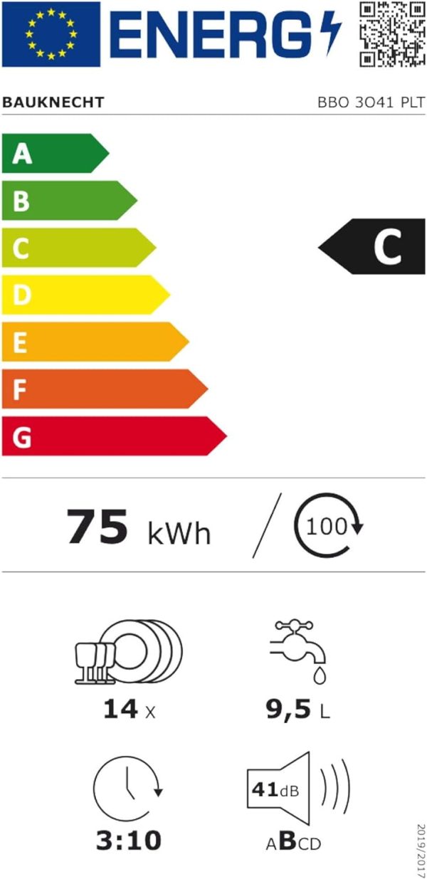 Bauknecht BBO 3O41 PLT Integrierbarer Geschirrsp??ler 60 cm /14 Ma?gedecke /10 Standardprogramme und 1 Sensorprogramm/PowerClean/ActiveDry/Besteckschublade/Vollwasserschutz. Einbau. Edelstahl – Bild 12