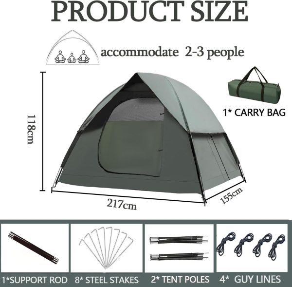 Camping Zelt 2-3 Personen Kuppelzelt Ultraleichte. Zelte Doppelschicht Wasserdicht & Winddicht. Familienzelt f??r Camping und Picknick. Einfach Aufzubauendes Outdoor-Zelt f??r Garten. Wanderausflug – Bild 2