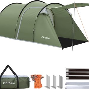 Chihee Camping Zelte Tunnelzelt 4 Personen Familienzelt mit 2 T??ren Wetterfestes Zelt 4 Jahreszeiten Zelte mit abgeschirmter Veranda Raum Markise Include Rainfly Tragetasche f??r Reisen Outdoor Wandern