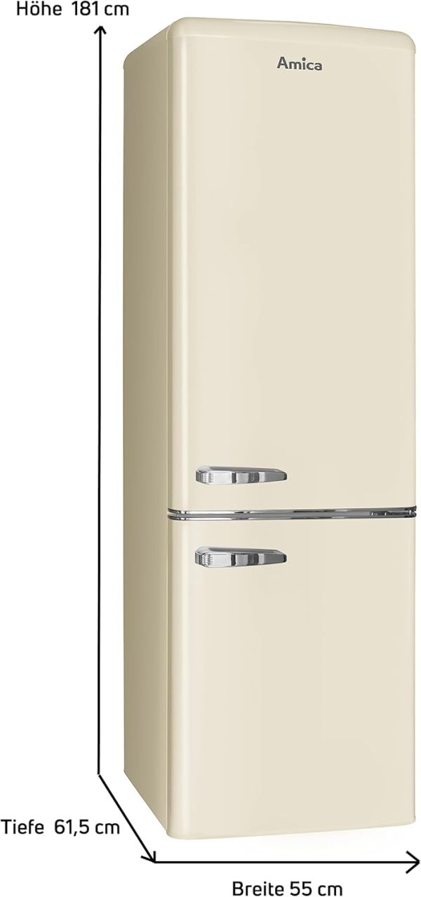 Amica KGCR 387 100 B Retro K??hl-/Gefrierkombination / Coffee Cream (Beige) / 181cm (H) x 55cm (B) x 62cm (T) / Retro-Design / K??hlschrank mit Gefrierfach – Bild 7