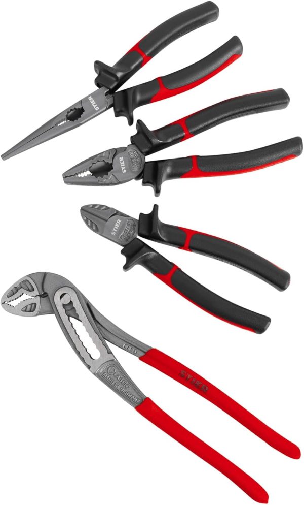 STIER Universal-Werkzeugsortiment im Aluminiumkoffer 144-teilig. Werkzeugkoffer bestückt gefüllt. Werkzeug Set. 4 Fächer mit Schraubendrehern. Scheren. Zangen. Säge u.v.m. – Bild 3