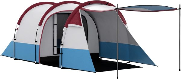 Outsunny Campingzelt. Tunnelzelt f??r 3 Personen. mit Lichthaken. Vorzelt. 2 R?umen. Winddicht Familienzelt mit Tragetasche. 2000mm Wasserabweisend Pop Up Zelt f??r Camping. Garten