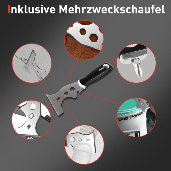 Flächenspachtel Set Profi. 8 Arten Spachtel Set Werkzeug. Spachtel Werkzeugkasten und 1-2.1 m Lange Teleskopstange. 250/400/600 mm Rechtwinklige/Gebogene Winkelklingen. Multifunktionsspachtel – Bild 7