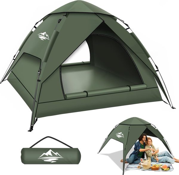 Camping Zelt. Automatisches 2-3 Personen Doppellagiges Camping Zelt Pop Up. Wasserdicht & Winddicht Campingzelt DREI Schicht Kuppelzelt. Gro?e 3 Jahreszeiten Zelt f??r Trekking. Familien
