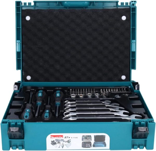 Makita E-11542 Werkzeug-Set 87-teilig im MAKPAC Gr.1. für Mechaniker. Handwerkzeug. Schraubendreher. Maulschlüssel. Bits. Stecknüsse. Ratsche – Bild 4