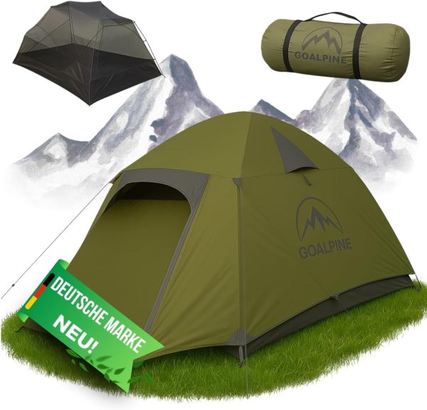 GOALPINE? Zelt f??r 1 & 2 gro?e Personen | wasserdicht 4000mm | kleines Packma? | zum Wandern. Bergtouren & Bikepacking | Ultraleicht | 4 Jahreszeiten | schneller aufbau