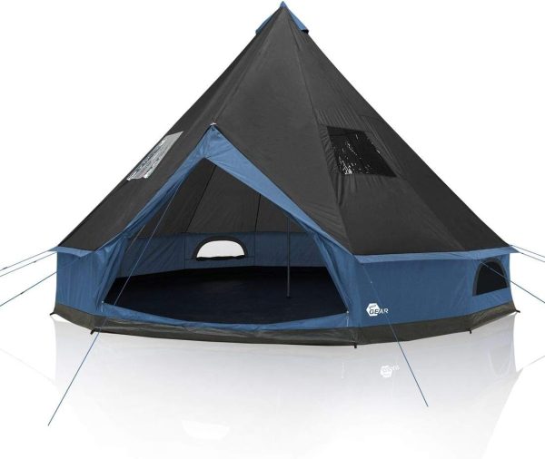 Zelt Ravello - Tipizelt in 2 Gr??en f??r 4-8 Personen. Familienzelt mit 400 cm oder 500 cm Durchmesser. Campingzelt mit 5000 mm Wassers?ule. UV 50+ Schutz. eingen?htem Boden. Insektenschutz