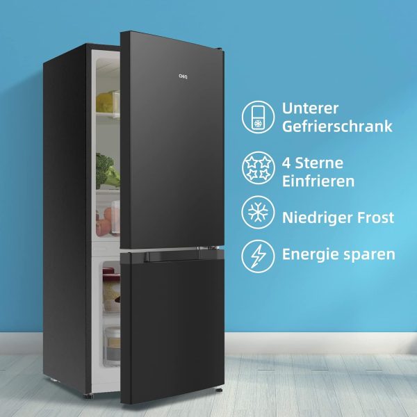 CHIQ Freistehender K??hlschrank mit Gefrierfach | K??hl-Gefrierkombination 114 cm H?he. 47 cm Breit. 117L| 4 Sterne Gefrieren -24?? | LED Litcht | Dunkler Edelstahl Look. for Eigentumswohnungen – Bild 7