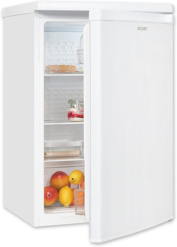 Exquisit K??hlschrank ohne Gefrierfach. 126 Liter. 55 cm Breit. Freistehend. Kompakt. Temperaturregelung. LED-Licht. KS516-V-040D weiss