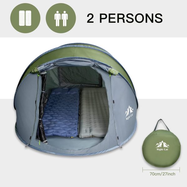 Night Cat Pop Up Zelt 2 4 Personen Wasserdicht Wurfzelt Atmungsaktiv Einfache Einstellung f??r Camping Wandern – Bild 2