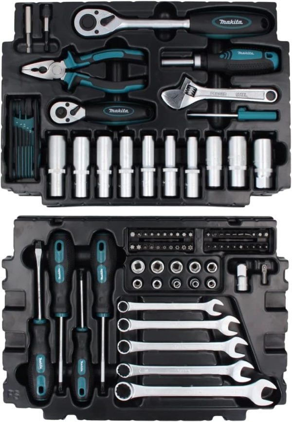 Makita E-11542 Werkzeug-Set 87-teilig im MAKPAC Gr.1. für Mechaniker. Handwerkzeug. Schraubendreher. Maulschlüssel. Bits. Stecknüsse. Ratsche – Bild 2