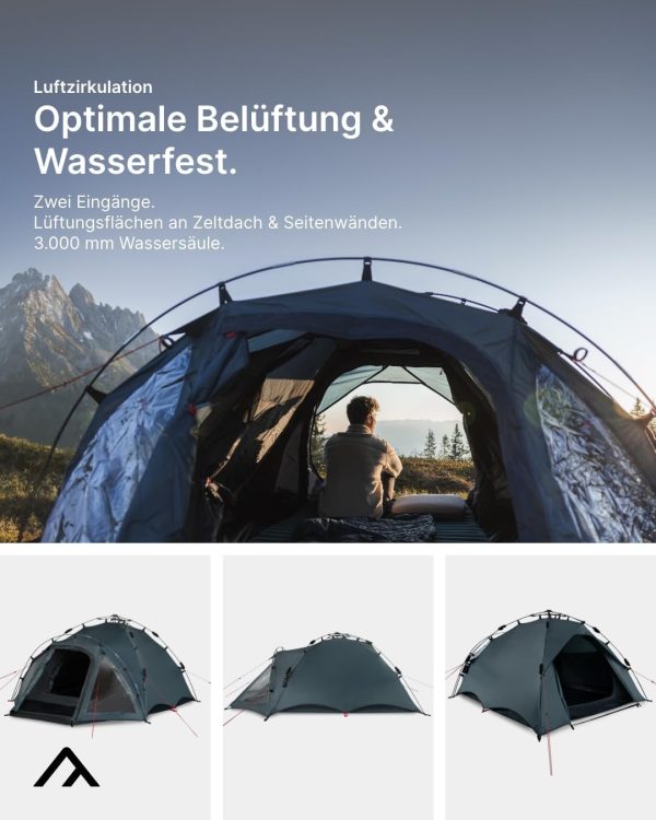 qeedo Quick Oak Campingzelt - Sekundenzelt mit innovativem Quick-Up-System. stabil & wasserdicht. ideal f??r Camping & Festival. Komfort-Zelt f??r bis zu 3 Personen. mit Vorraum & Moskitonetz aus Mesh – Bild 4