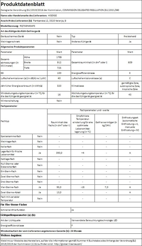 Hisense RQ758N4SAFE Cross Door K??hl-Gefrierkombination/NoFrostPlus/Inverter-Kompressor/Multiflow 360??/ SuperCool/ 178.5 cm/K??hlteil 393 l/Gefrierteil 216 l/ 40 dB/ 320 kWh/Jahr/schwarz – Bild 10