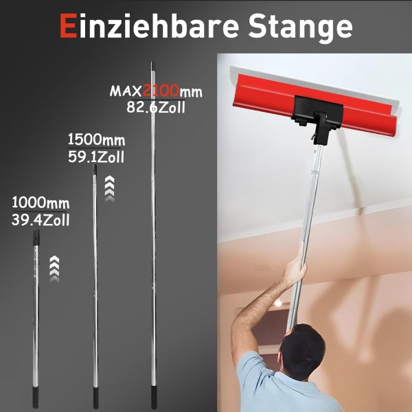 Flächenspachtel Set Profi. 8 Arten Spachtel Set Werkzeug. Spachtel Werkzeugkasten und 1-2.1 m Lange Teleskopstange. 250/400/600 mm Rechtwinklige/Gebogene Winkelklingen. Multifunktionsspachtel – Bild 6