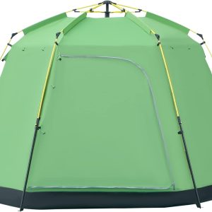 Outsunny Camping Zelt 6 Personen Zelt Familienzelt Kuppelzelt Kunstleder2000mm einfache Einrichtung f??r Familien Trekking Festival Stahl Glasfaser Gr??n 320 x 320 x 180 cm