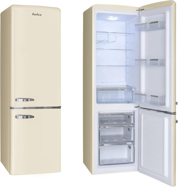 Amica KGCR 387 100 B Retro K??hl-/Gefrierkombination / Coffee Cream (Beige) / 181cm (H) x 55cm (B) x 62cm (T) / Retro-Design / K??hlschrank mit Gefrierfach – Bild 4
