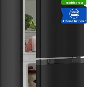 CHIQ Freistehender K??hlschrank mit Gefrierfach | K??hl-Gefrierkombination 114 cm H?he. 47 cm Breit. 117L| 4 Sterne Gefrieren -24?? | LED Litcht | Dunkler Edelstahl Look. for Eigentumswohnungen