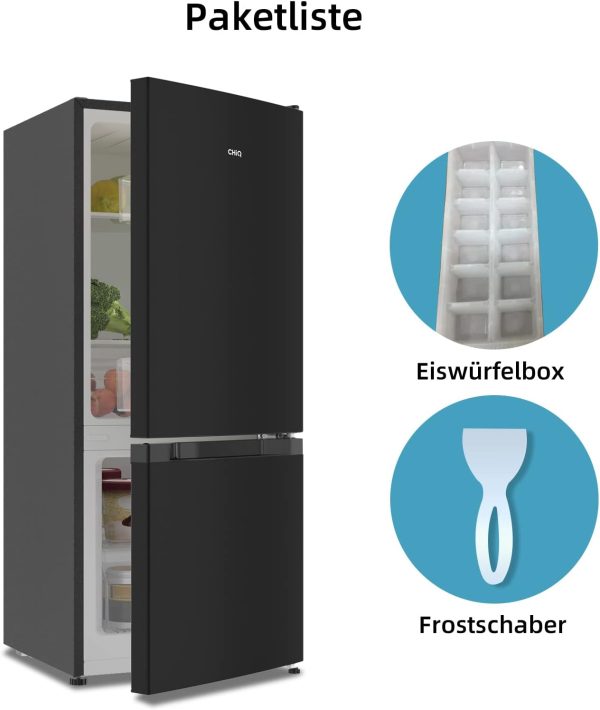 CHIQ Freistehender K??hlschrank mit Gefrierfach | K??hl-Gefrierkombination 114 cm H?he. 47 cm Breit. 117L| 4 Sterne Gefrieren -24?? | LED Litcht | Dunkler Edelstahl Look. for Eigentumswohnungen – Bild 9