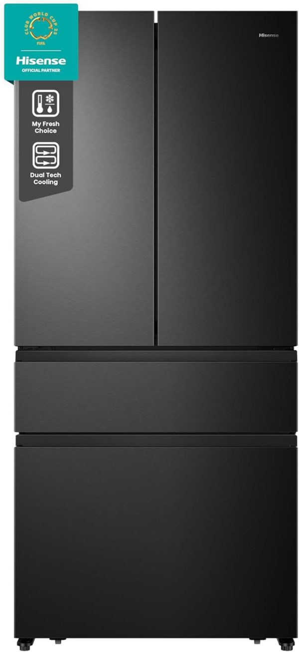 Hisense RF540N4SBF2 French Door K??hl-Gefrierkombination/ NoFrostPlus/ Inverter-Kompressor/ Multiflow 360??/ SuperCool/ 181.7 cm/ K??hlteil 302 l/ Gefrierteil 178 l/ 40 dB/ 310 kWh/ Jahr/ Schwarz