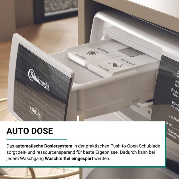 Bauknecht B8 09AD SILENCE DE Waschmaschine Frontlader/Gentle-Power/Energieeffizienklasse A-30 Prozent/Besonders leise Waschmaschine/AutoDose/Steam-Hygiene. Refresh.-Finish/Volle Ladung 45 Min. – Bild 5