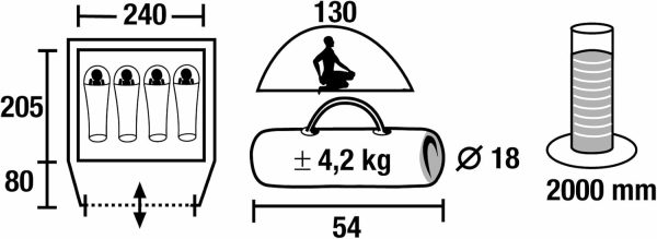 High Peak Kuppelzelt Nevada 4. Campingzelt mit Vorbau. Iglu-Zelt f??r 4 Personen. doppelwandig. wasserdicht. Ventilationssystem. Wetterschutz-Eingang. Moskitoschutz – Bild 3