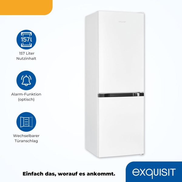 Exquisit K??hl-Gefrierkombination. K??hlschrank mit Gefrierfach. 4-Sterne-Gefrieren. 157 Liter. Alarm-Funktion. Schnellk??hlen. KGC5231-60-E-050C weiss – Bild 3