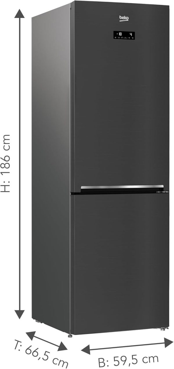 Beko RCNE366E70ZXBRN bPRO700 freistehende K??hl-/Gefrierkombination. gro?er K??hlschrank. 323 l Gesamtrauminhalt. HarvestFresh. NoFrost. leise. SmoothFit. 0??C-Zone. Dark Inox – Bild 5