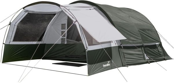 Skandika Tunnelzelt Indal 5 | Camping Zelt f??r 5 Personen. Panoramadach. mit Vordach. mit eingen?htem Zeltboden. 3000 mm Wassers?ule. Moskitonetz | Familienzelt. Campingzelt. Outdoor