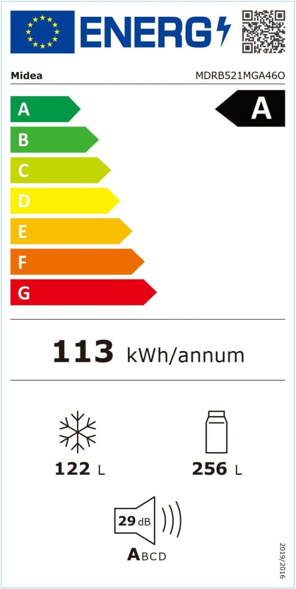 Midea MDRB521MGA46O K??hl-/Gefrierkombination/NoFrost/Besonders leise 29dB/Inverter Kompressor/Niedrigtemperaturzone/180?? Verstellbare Gefrierfach-Schublade/201 cm hoch/256 L K??hlteil/122 L Gefrierteil – Bild 10