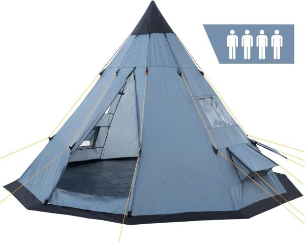 Tipi Zelt Spirit f??r 4 Personen | Indianerzelt f??r Camping. Wandern. 3000 mm Wassers?ule | Firstzelt. Pyramidenzelt. Rundzelt | Gruppenzelt. Campingzelt. Familienzelt