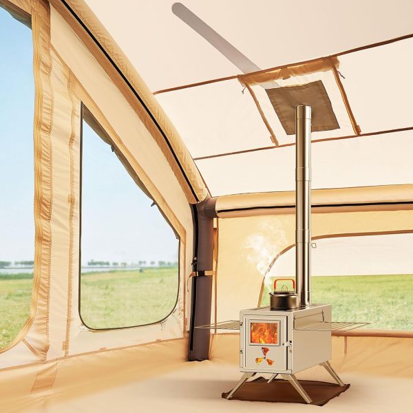 Aufblasbares Zelt f??r Camping Outdoor Zelt f??r 2-4 Personen mit Luftpumpe. Kamin?ffnung Aufblasbares Gampingzelt aus Wasserdichtem Oxford-Stoff Air Glamping Zelte f??r 4 Jahreszeiten Camping – Bild 4