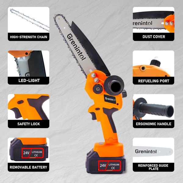Mini Kettensäge Mit Akku 6000mah 8 Zoll. 1000w Motor.Kettensäge Elektro Mit Automatischer Öler Und 2 Akku 3000mah.2 Ketten. Handkettensäge Akku Für Gartenscheren Astschere Holzschneidenz. – Bild 9