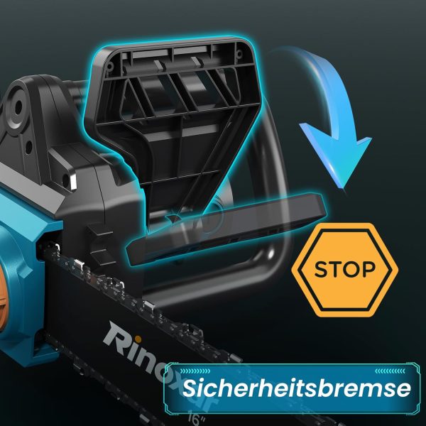Elektro Kettensäge. 40.6 cm Elektrische Motorsäge mit Automatischer Spannungsregelung. Kettengeschwindigkeit 15 m/s. Elektrische Kettensäge mit Automatischer Ölpumpe – Bild 6