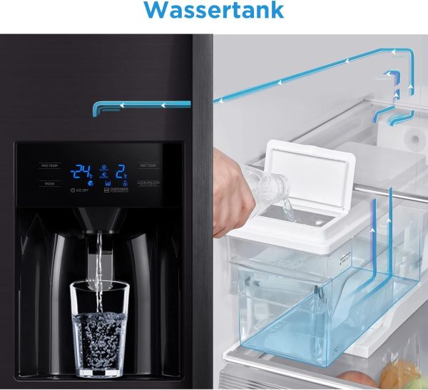Midea KS-DDX 6.32 WT Side-by-Side K??hl-/Gefrierkombination/ 178.8 cm H?he/ 254 kWh/Jahr/No Frost/Dual Inverter Compressor/mit 3in1 Wasser-/Eisspender und Wassertank. Dark Inox – Bild 6